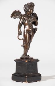 Niccolò Roccatagliata (Genova, 1539 - Venezia, 1634), Cupido alato con faretra, bronzo a lacca nera e patina bruna
